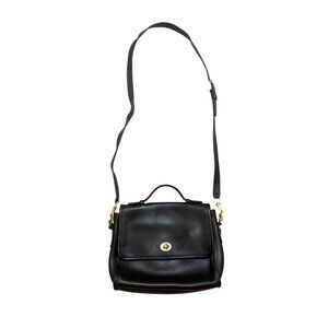 Coach Women's Crossbody Court Bag Black Leather Purse 9870 Vintage 90s RARE